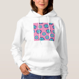 Blue Violet Pink Floral Pattern Hoodie