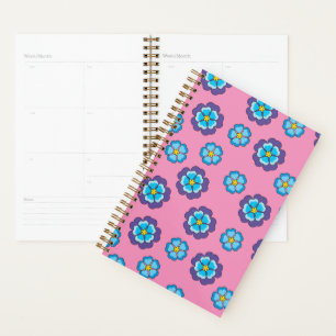 Blue Violet Pink Floral Pattern Planner