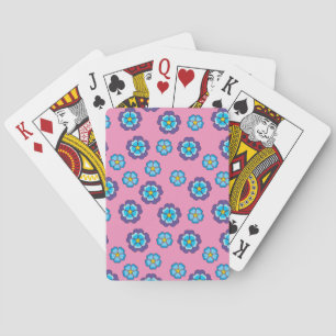 Blue Violet Pink Floral Pattern Playing Cards