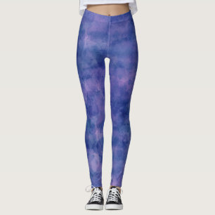 Blue Violet Pink Watercolor Abstraction Leggings