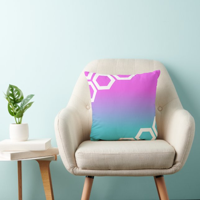 Blue violet purple gradient honeycomb cushion (Chair)