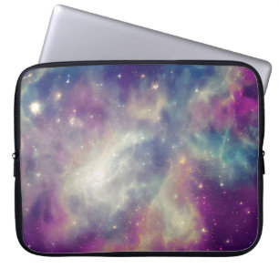 Blue Violet Teal Cosmic Nebula Milky Way Laptop Sleeve