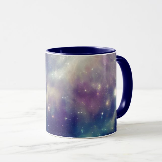 Blue Violet Teal Cosmic Nebula Milky Way Mug (Front Right)
