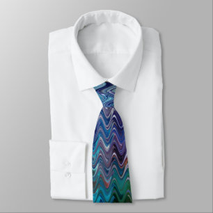 Blue Violet Teal White Marbling Abstraction Tie