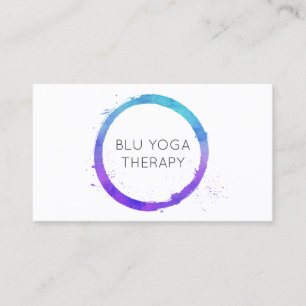Blue-Violet Watercolor Painted Circle Logo Business Card