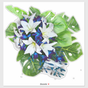 Blue,violet & white silk flower bouquets