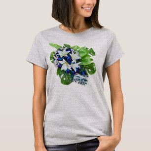 Blue,violet & White Silk flower Bridesmaid gift T-Shirt