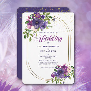 Blue Violet Wild Roses Double Frame Wedding Invitation