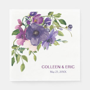 Blue Violet Wild Roses Wedding Napkin