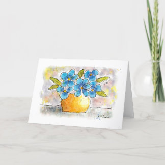 Blue Violets Watercolor Greeting Cards