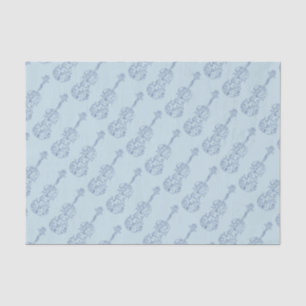 Blue Violin Line Drawing Tissue Paper