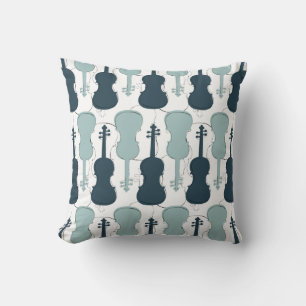 Blue Violin Pattern Cushion