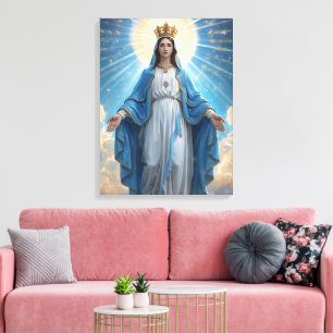 Blue VIrgin Mary Heavenly  Canvas Print