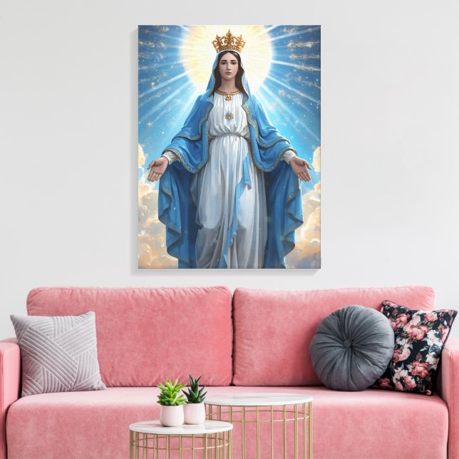 Blue VIrgin Mary Heavenly  Canvas Print (Insitu(LivingRoom))