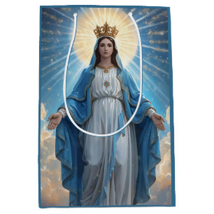 Blue VIrgin Mary Heavenly  Medium Gift Bag