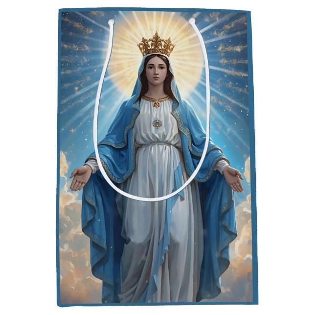 Blue VIrgin Mary Heavenly  Medium Gift Bag (Front)