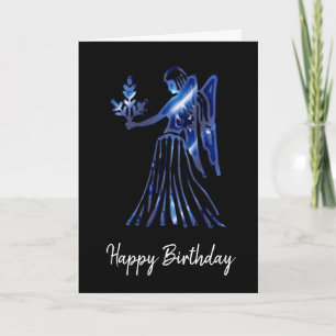Blue Virgo Sign Birthday Card