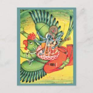 Blue Vishnu Hindu God Art Card