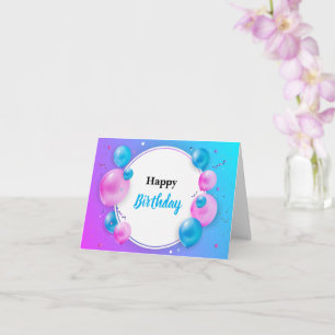 Blue Vivid Happy Birthday Greeting Card