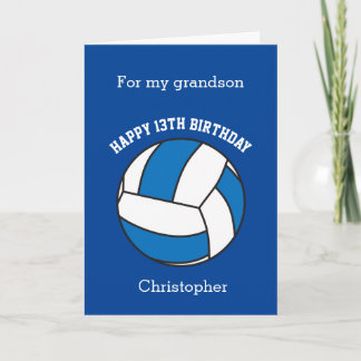 Blue Volleyball 13th Birthday Card