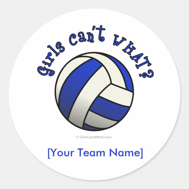 Blue Volleyball Classic Round Sticker (Front)