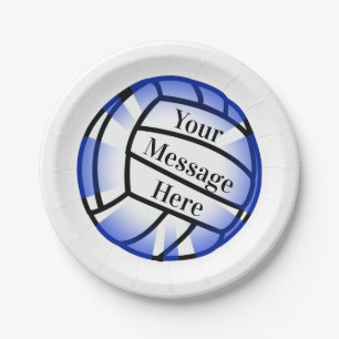 Blue Volleyball Custom Paper Party Plate