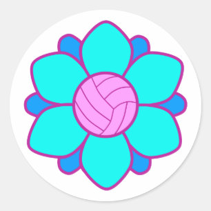 Blue Volleyball Girl Classic Round Sticker