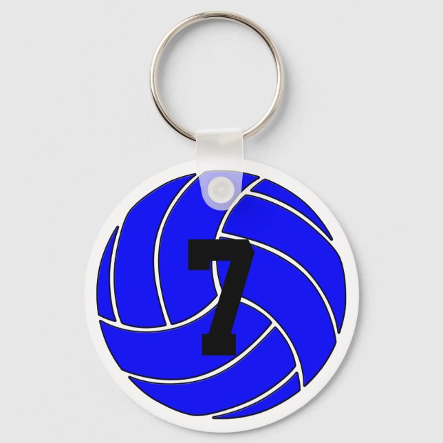 Blue Volleyball Keychain (Key Ring) (Front)
