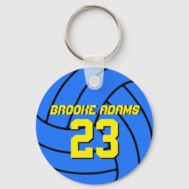 Blue Volleyball Sports Team Keychain (Front)