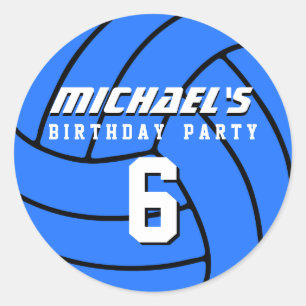 Blue Volleyball Sticker Sports kids Birthday Party