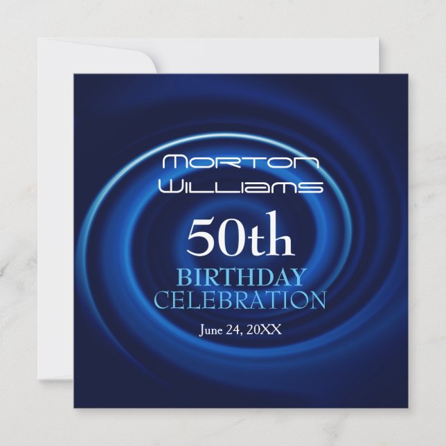 Blue Vortex 50th Birthday Invitation 2 (Front)