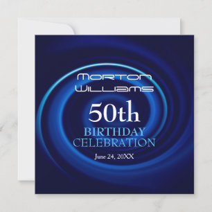 Blue Vortex 50th Birthday Invitation 2