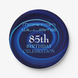 Blue Vortex 85th Birthday Celebration Paper Plate