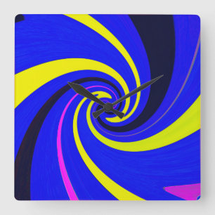 Blue vortex square wall clock