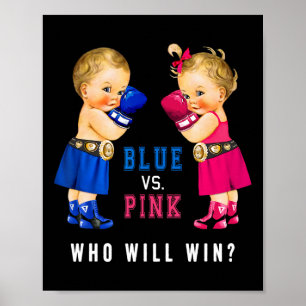 Blue Vs Pink Boxing Babies Gender Reveal Party S Poster