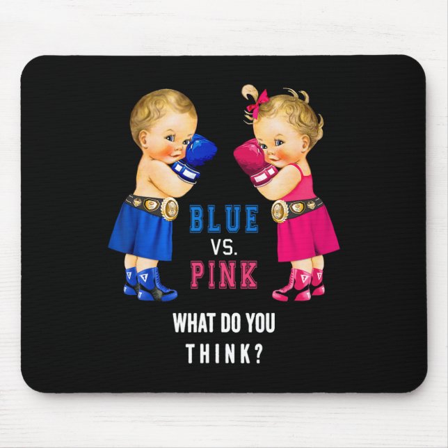 Blue Vs Pink Boxing Babies Gender Reveal S  Mouse Mat (Front)