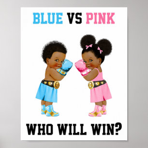 Blue Vs Pink Who Will Win Boxing Theme Gender Reve Poster