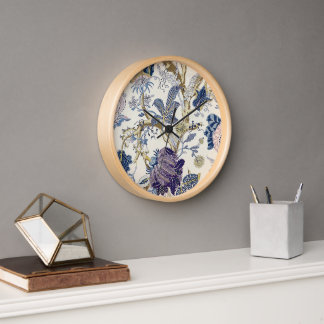 Blue W.Morris Pattern Wall Clock
