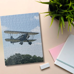 Blue Waco Aeroplane Photo Family Night Jigsaw Puzzle