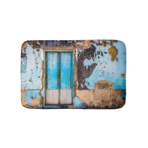 Blue wall and door bath mat
