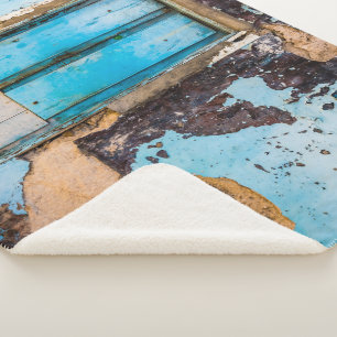 Blue wall and door sherpa blanket