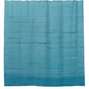 BLUE WALL BRICKS SHOWER CURTAIN