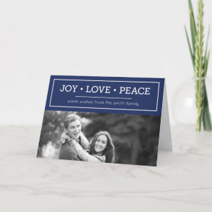 Blue Warm Wishes Joy Love Peace Holiday Photo Card