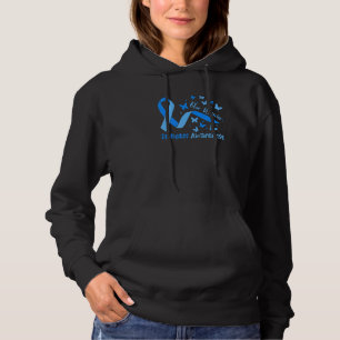 Blue Warrior Diabetes Awareness Ribbon And Butterf Hoodie