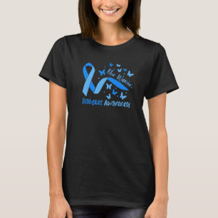 Blue Warrior Diabetes Awareness Ribbon And Butterf T-Shirt