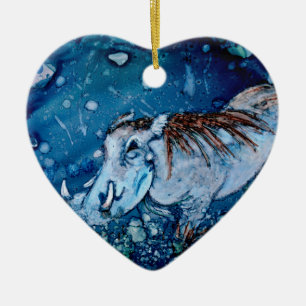 Blue Warthog Ceramic Tree Decoration