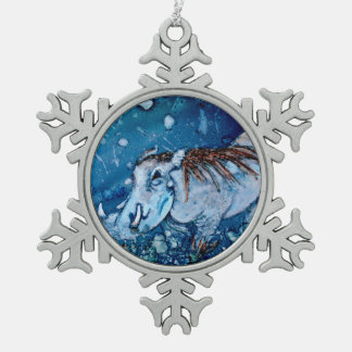 Blue Warthog Snowflake Pewter Christmas Ornament