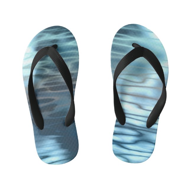 Blue Water Abstract Kid's Flip Flops (Footbed)