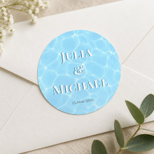Blue Water Beach & Destination Wedding Ocean Theme Classic Round Sticker