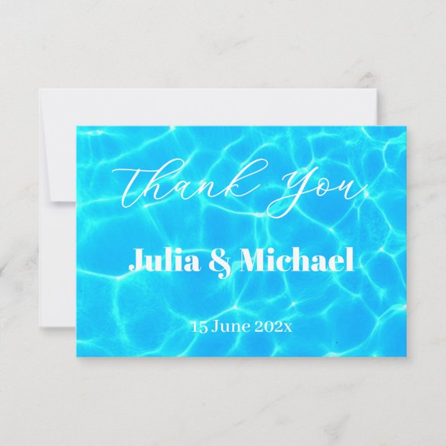 Blue Water Beach & Destination Wedding Ocean Theme Thank You Card (Front)